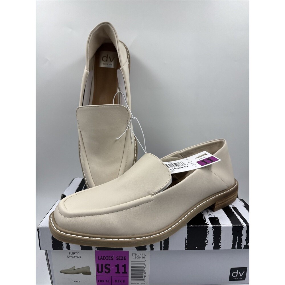 Dolce Vita Flirty Loafer Slip On Shoe Women's, Size 11M, Ivory Beige 1908440 New